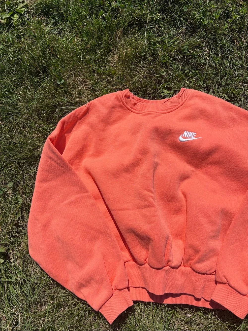 Nike Girls Large Crewneck Sweatshirt Orange Embroidered Swoosh